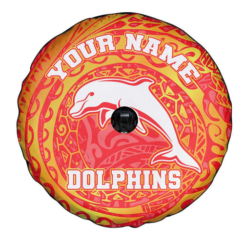 Personalized Dolphins Spare Tire Cover Polynesian Tribal Chest and Sleeve Tattoo