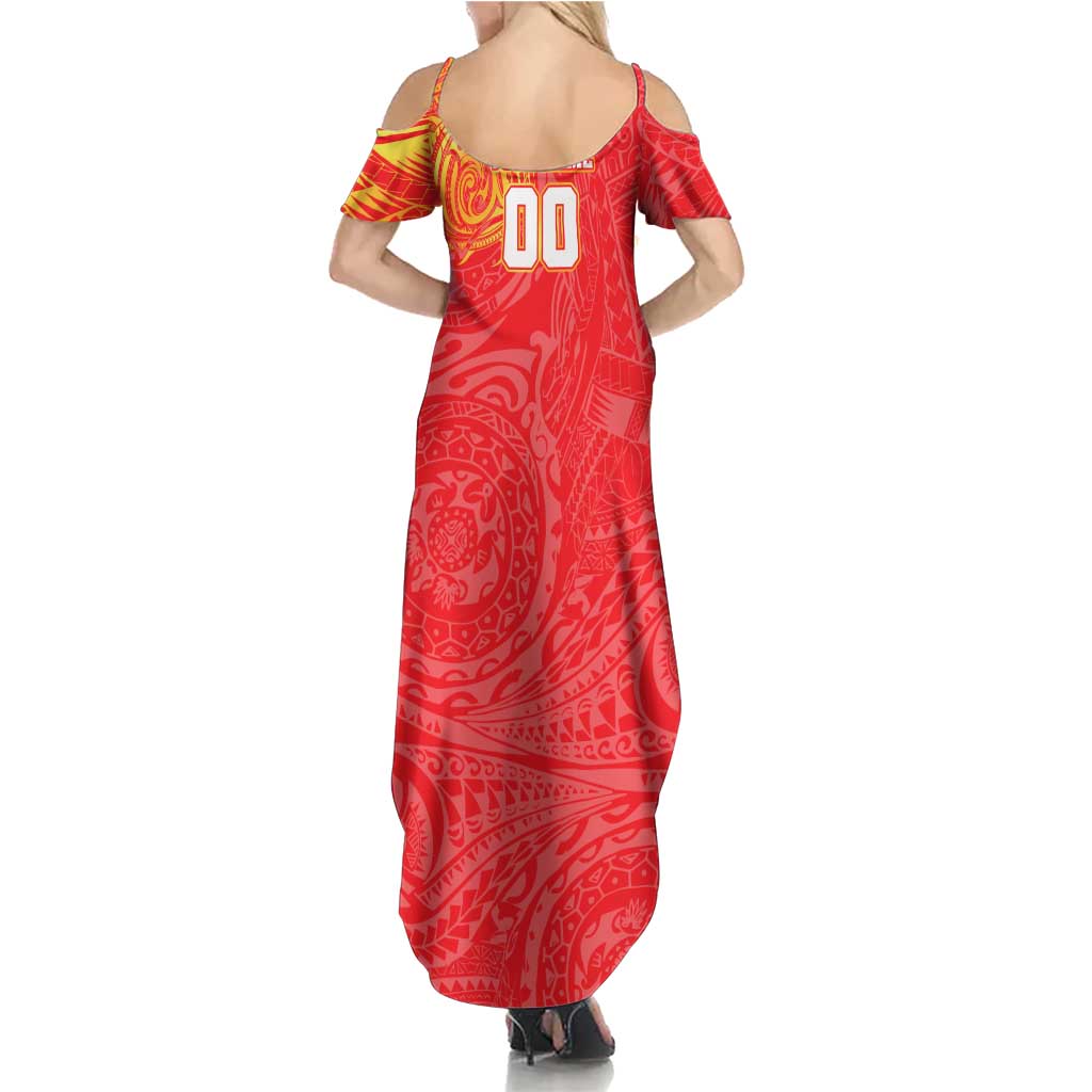 Personalized Dolphins Summer Maxi Dress Polynesian Tribal Chest and Sleeve Tattoo
