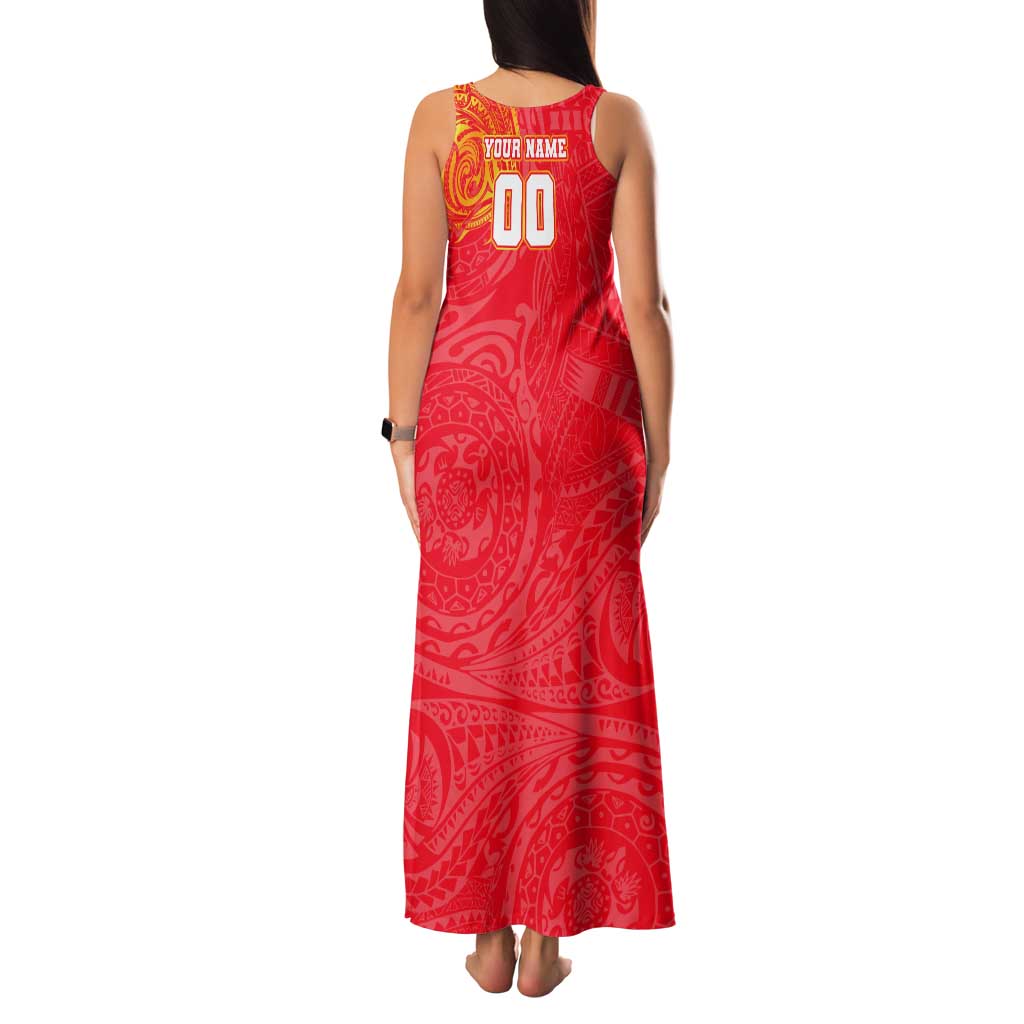 Personalized Dolphins Tank Maxi Dress Polynesian Tribal Chest and Sleeve Tattoo
