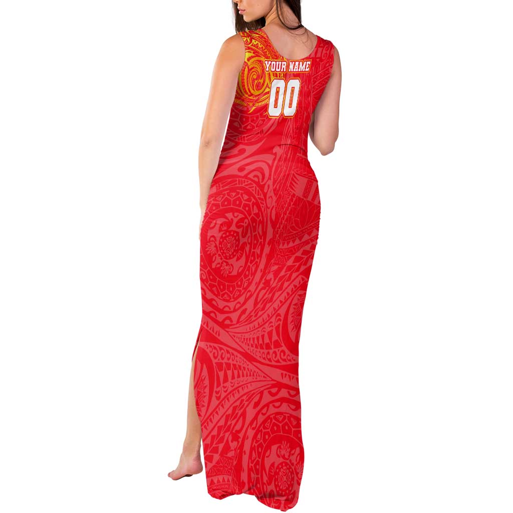 Personalized Dolphins Tank Maxi Dress Polynesian Tribal Chest and Sleeve Tattoo