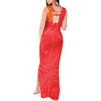 Personalized Dolphins Tank Maxi Dress Polynesian Tribal Chest and Sleeve Tattoo