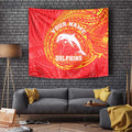 Personalized Dolphins Tapestry Polynesian Tribal Chest and Sleeve Tattoo