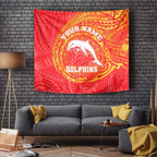 Personalized Dolphins Tapestry Polynesian Tribal Chest and Sleeve Tattoo