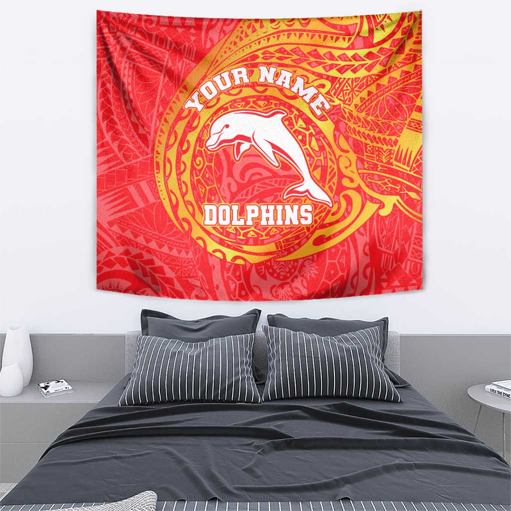Personalized Dolphins Tapestry Polynesian Tribal Chest and Sleeve Tattoo