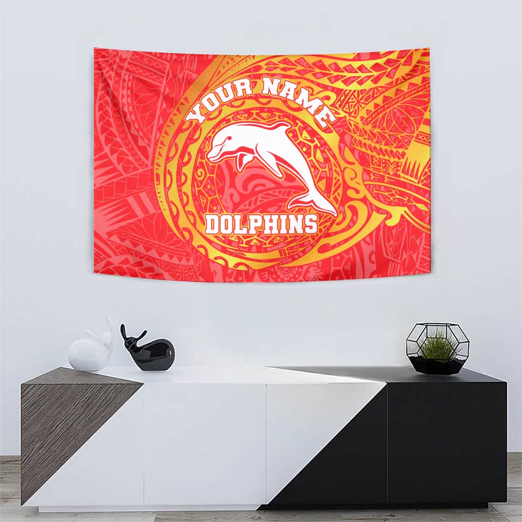 Personalized Dolphins Tapestry Polynesian Tribal Chest and Sleeve Tattoo