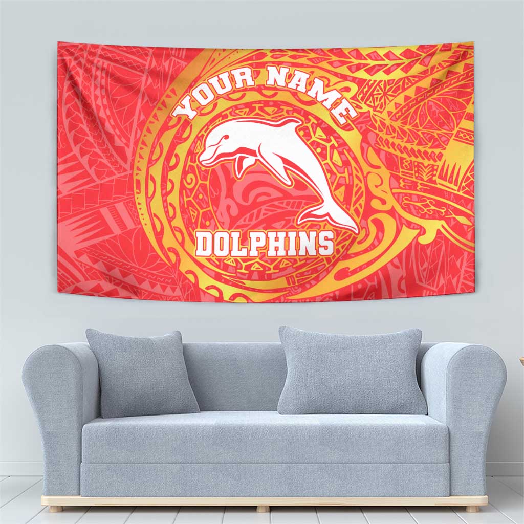 Personalized Dolphins Tapestry Polynesian Tribal Chest and Sleeve Tattoo