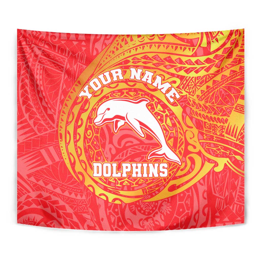 Personalized Dolphins Tapestry Polynesian Tribal Chest and Sleeve Tattoo
