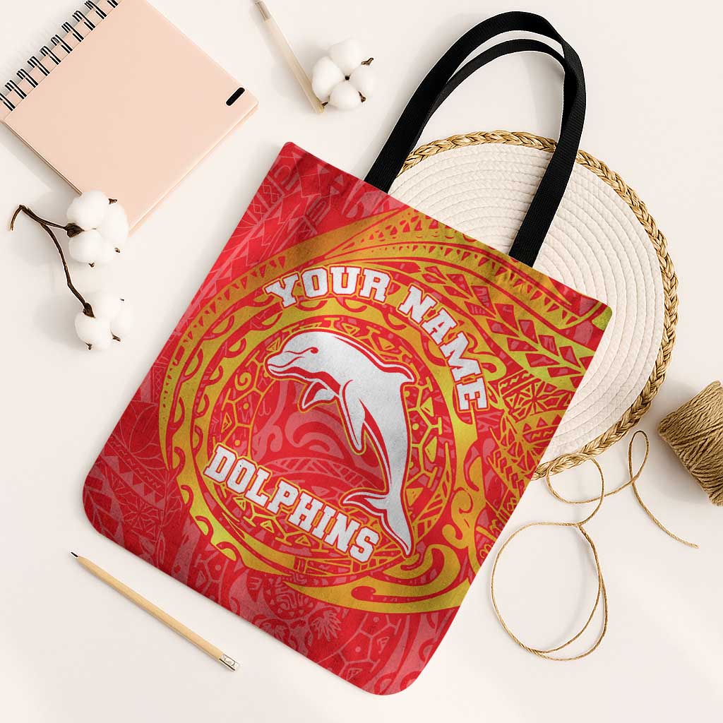 Personalized Dolphins Tote Bag Polynesian Tribal Chest and Sleeve Tattoo