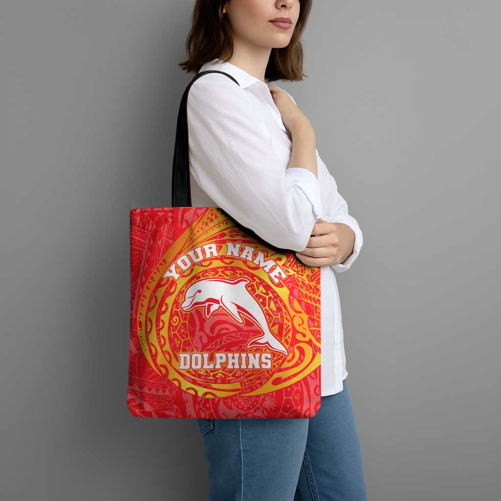 Personalized Dolphins Tote Bag Polynesian Tribal Chest and Sleeve Tattoo