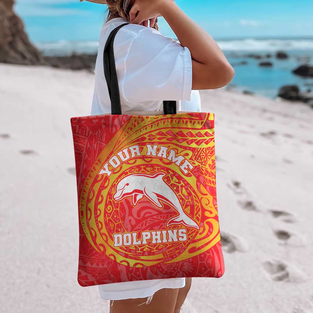 Personalized Dolphins Tote Bag Polynesian Tribal Chest and Sleeve Tattoo