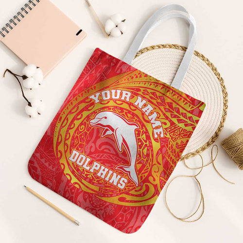 Personalized Dolphins Tote Bag Polynesian Tribal Chest and Sleeve Tattoo