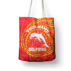 Personalized Dolphins Tote Bag Polynesian Tribal Chest and Sleeve Tattoo