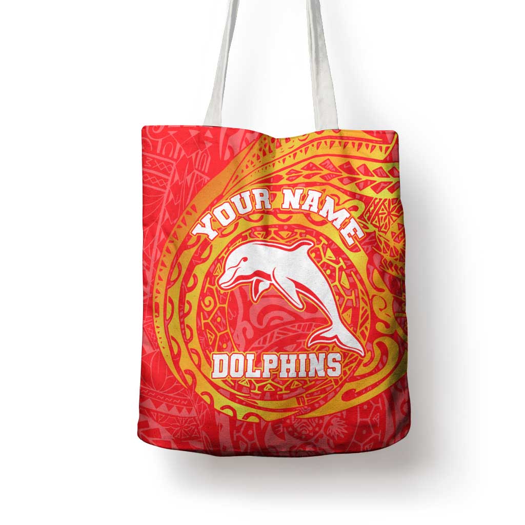 Personalized Dolphins Tote Bag Polynesian Tribal Chest and Sleeve Tattoo