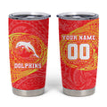 Personalized Dolphins Tumbler Cup Polynesian Tribal Chest and Sleeve Tattoo