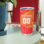 Personalized Dolphins Tumbler Cup Polynesian Tribal Chest and Sleeve Tattoo