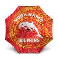 Personalized Dolphins Umbrella Polynesian Tribal Chest and Sleeve Tattoo