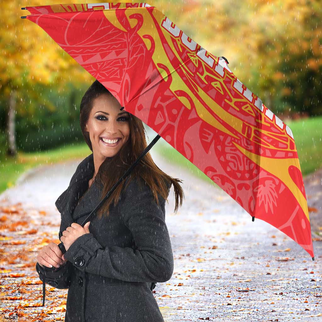 Personalized Dolphins Umbrella Polynesian Tribal Chest and Sleeve Tattoo