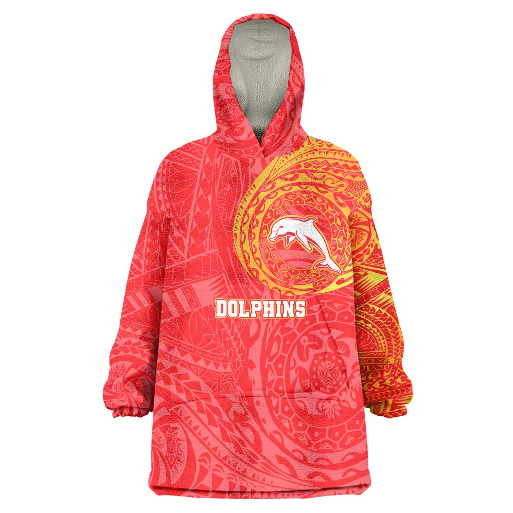 Personalized Dolphins Wearable Blanket Hoodie Polynesian Tribal Chest and Sleeve Tattoo