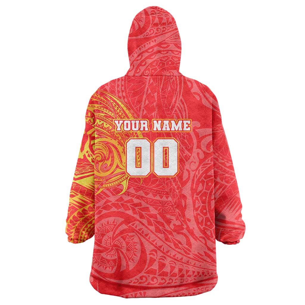 Personalized Dolphins Wearable Blanket Hoodie Polynesian Tribal Chest and Sleeve Tattoo