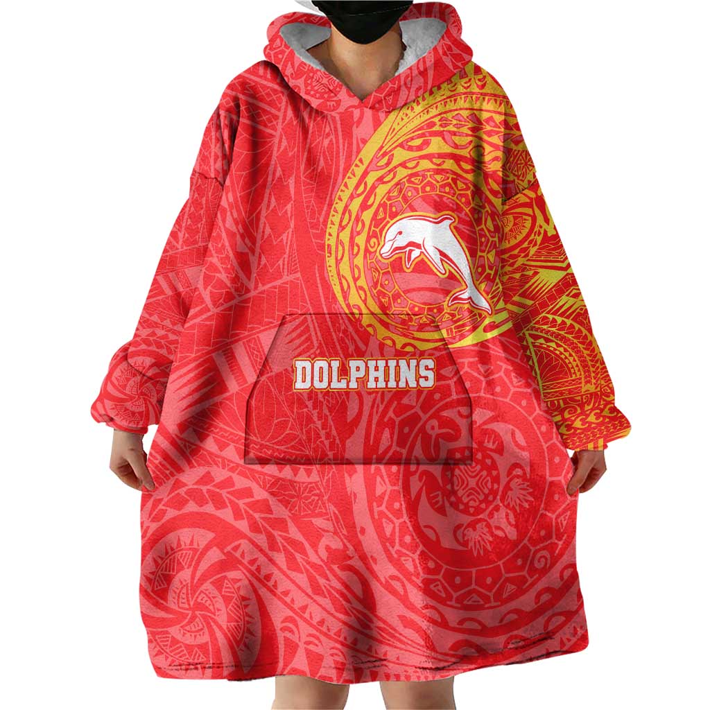 Personalized Dolphins Wearable Blanket Hoodie Polynesian Tribal Chest and Sleeve Tattoo