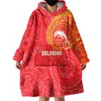 Personalized Dolphins Wearable Blanket Hoodie Polynesian Tribal Chest and Sleeve Tattoo