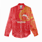 Personalized Dolphins Women Casual Shirt Polynesian Tribal Chest and Sleeve Tattoo