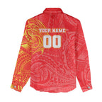 Personalized Dolphins Women Casual Shirt Polynesian Tribal Chest and Sleeve Tattoo