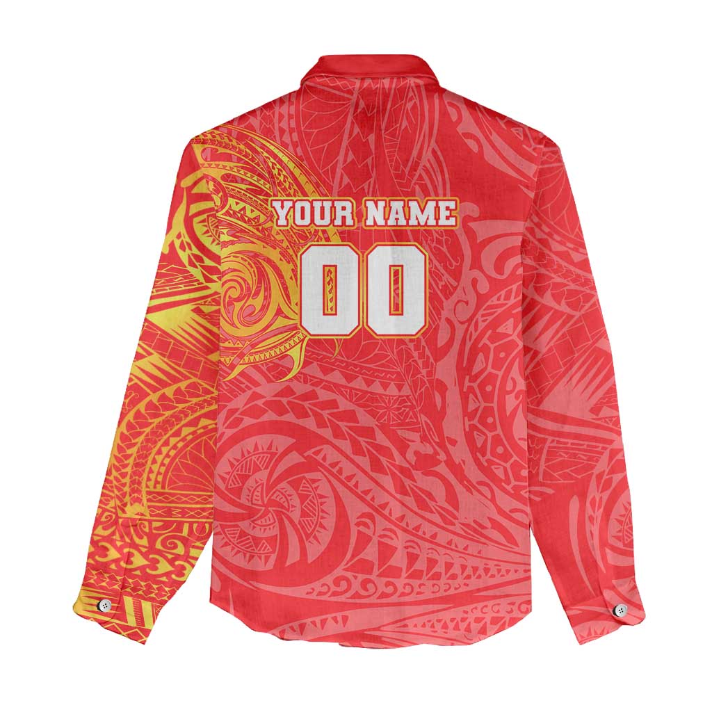 Personalized Dolphins Women Casual Shirt Polynesian Tribal Chest and Sleeve Tattoo
