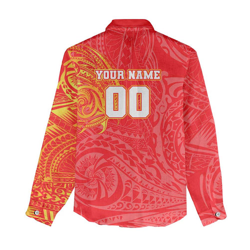 Personalized Dolphins Women Casual Shirt Polynesian Tribal Chest and Sleeve Tattoo