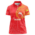 Personalized Dolphins Women Polo Shirt Polynesian Tribal Chest and Sleeve Tattoo