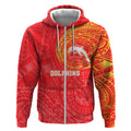 Personalized Dolphins Zip Hoodie Polynesian Tribal Chest and Sleeve Tattoo