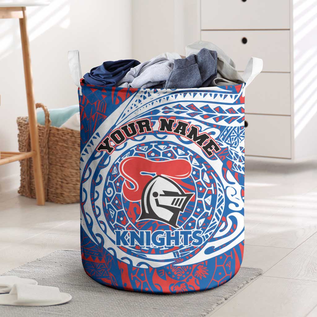 Personalized Newcastle Knights Laundry Basket Polynesian Tribal Chest and Sleeve Tattoo