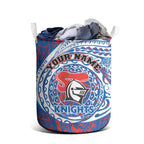 Personalized Newcastle Knights Laundry Basket Polynesian Tribal Chest and Sleeve Tattoo