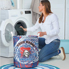 Personalized Newcastle Knights Laundry Basket Polynesian Tribal Chest and Sleeve Tattoo