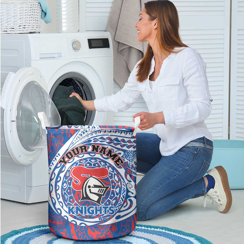 Personalized Newcastle Knights Laundry Basket Polynesian Tribal Chest and Sleeve Tattoo