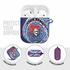 Personalized Newcastle Knights AirPods Case Polynesian Tribal Chest and Sleeve Tattoo