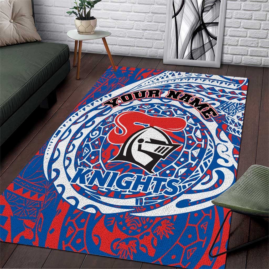 Personalized Newcastle Knights Area Rug Polynesian Tribal Chest and Sleeve Tattoo