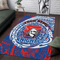 Personalized Newcastle Knights Area Rug Polynesian Tribal Chest and Sleeve Tattoo