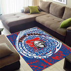 Personalized Newcastle Knights Area Rug Polynesian Tribal Chest and Sleeve Tattoo