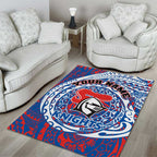Personalized Newcastle Knights Area Rug Polynesian Tribal Chest and Sleeve Tattoo