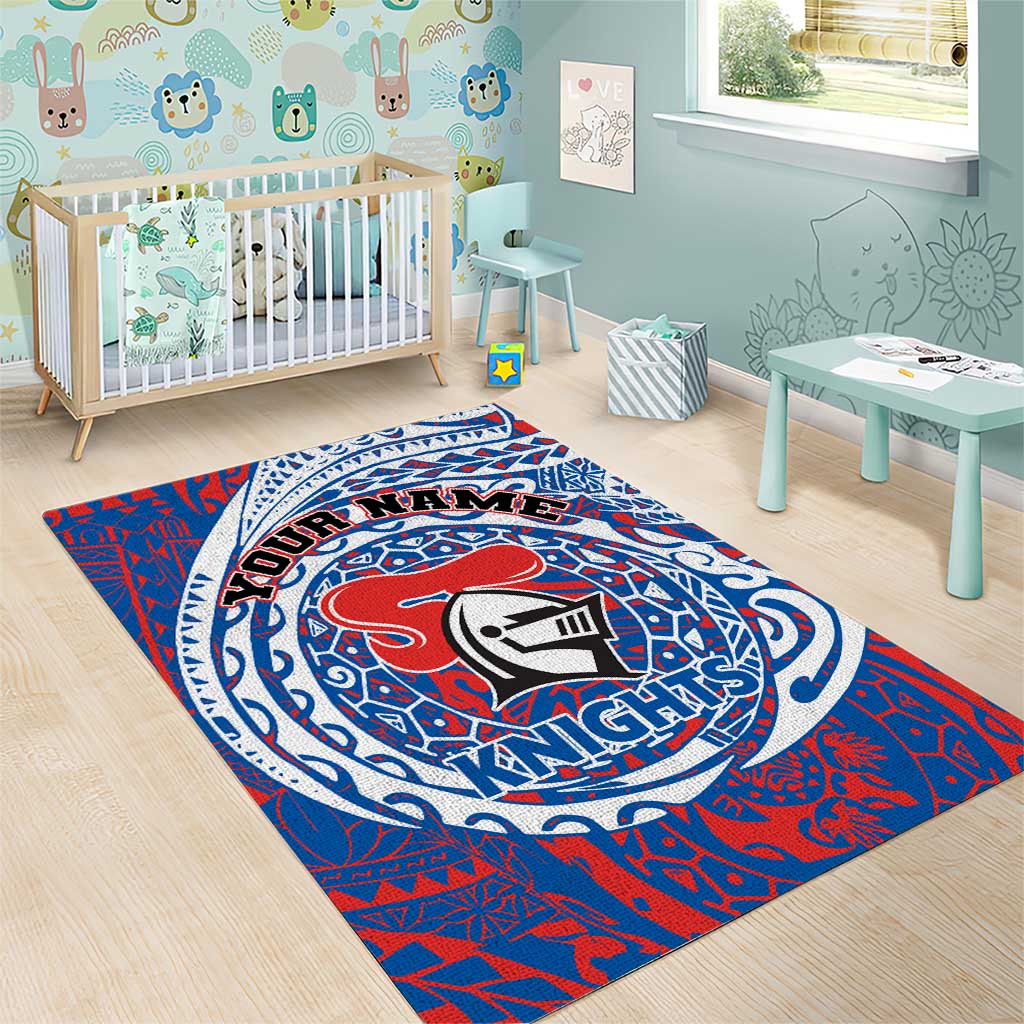 Personalized Newcastle Knights Area Rug Polynesian Tribal Chest and Sleeve Tattoo