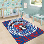 Personalized Newcastle Knights Area Rug Polynesian Tribal Chest and Sleeve Tattoo