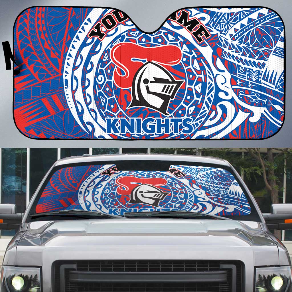 Personalized Newcastle Knights Auto Sun Shade Polynesian Tribal Chest and Sleeve Tattoo