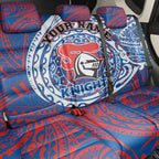 Personalized Newcastle Knights Back Car Seat Cover Polynesian Tribal Chest and Sleeve Tattoo