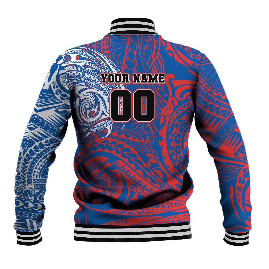 Personalized Newcastle Knights Baseball Jacket Polynesian Tribal Chest and Sleeve Tattoo