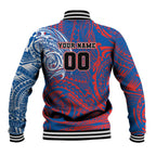 Personalized Newcastle Knights Baseball Jacket Polynesian Tribal Chest and Sleeve Tattoo