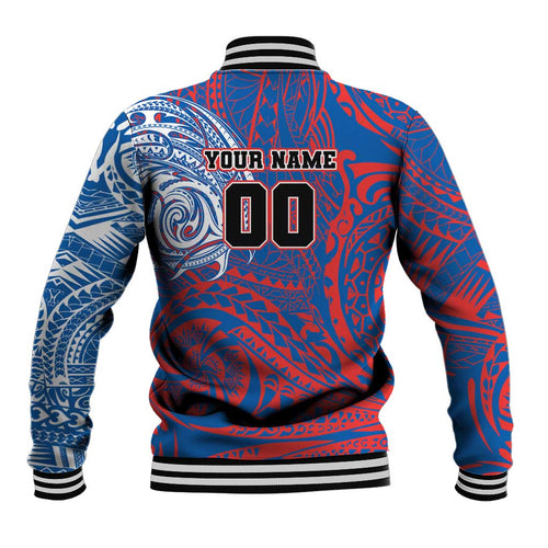 Personalized Newcastle Knights Baseball Jacket Polynesian Tribal Chest and Sleeve Tattoo