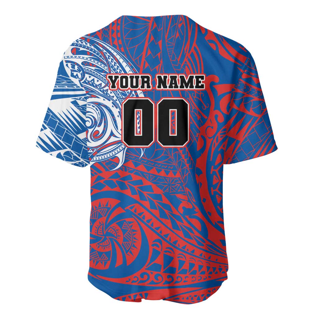 Personalized Newcastle Knights Baseball Jersey Polynesian Tribal Chest and Sleeve Tattoo