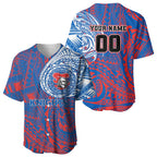 Personalized Newcastle Knights Baseball Jersey Polynesian Tribal Chest and Sleeve Tattoo