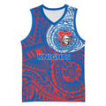 Personalized Newcastle Knights Basketball Jersey Polynesian Tribal Chest and Sleeve Tattoo